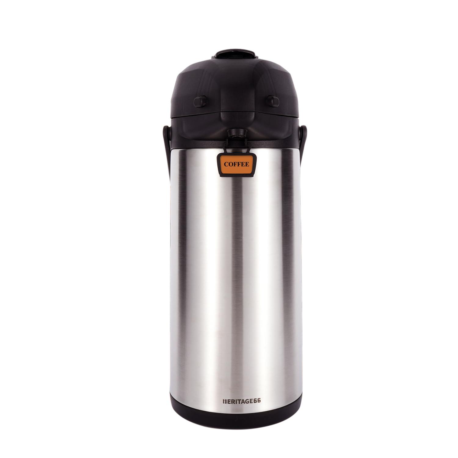 Heritage66 Advanced Thermal Coffee Carafe -Triple Wall Vacuum Insulated Flask- Thermos Keeping Beverages Hot for 12 Hours /24 Hours Cold Tea, Water, and Coffee Dispenser (3 Liter / 101 Oz)