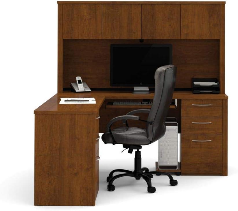 Bestar Embassy 66" L-Desk with Hutch in Dark Chocolate