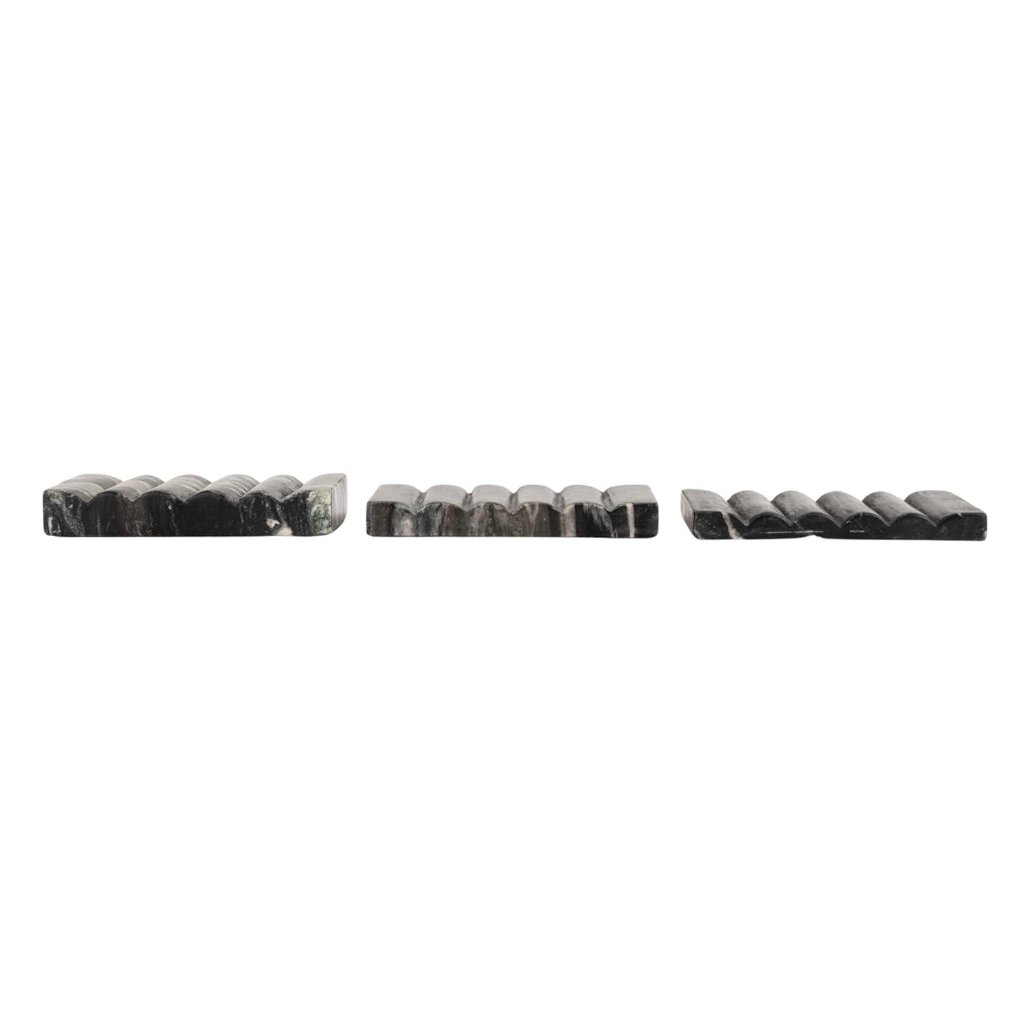 Creative Co-Op Mélange Marble Soap Dish, Black and Beige