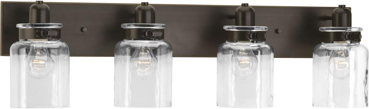 Progress Lighting Calhoun 4-Light Bath Vanity, Brushed Nickel, Clear Glass Shade