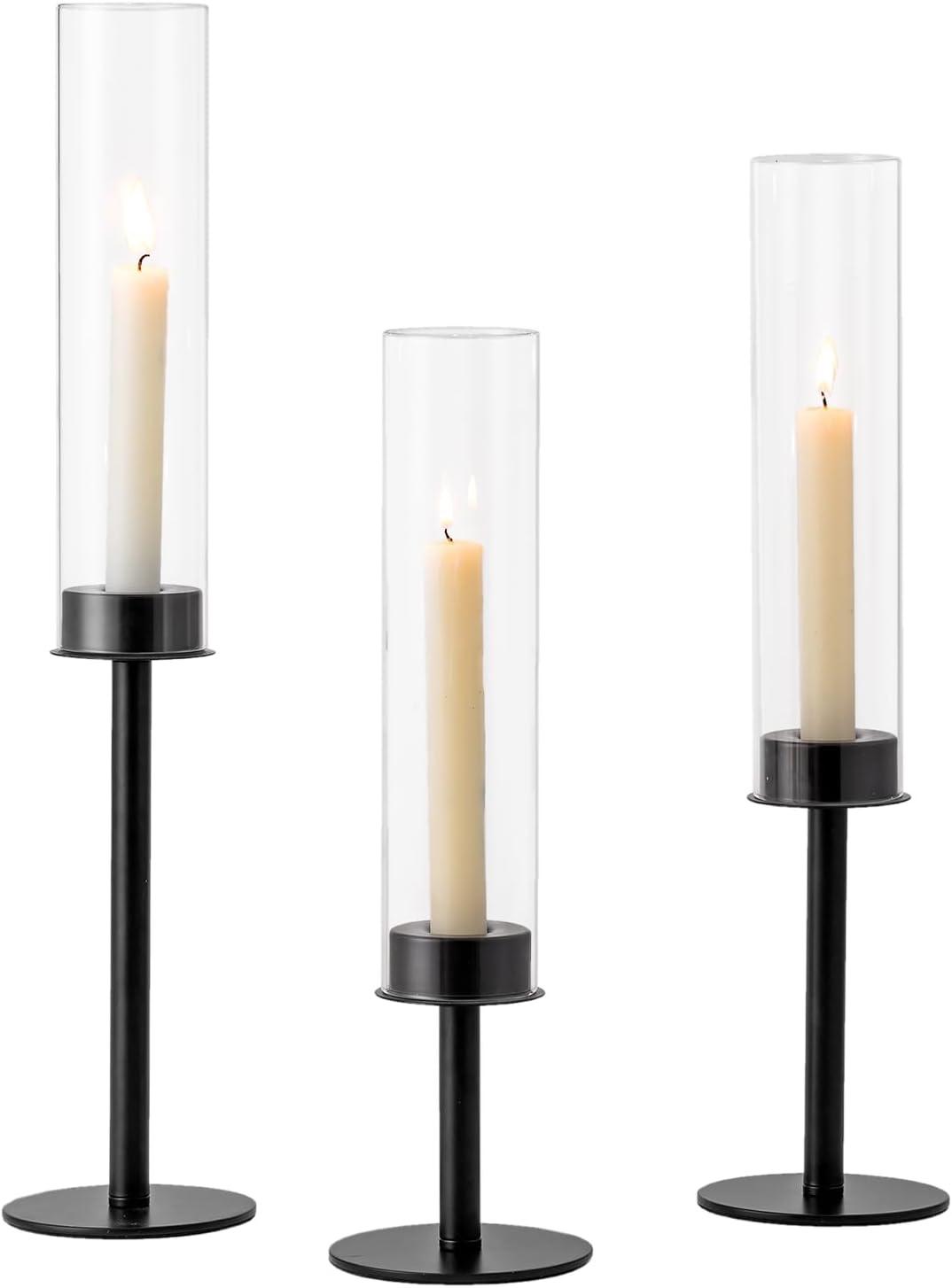 NIERBO Candlestick Holders Hurricane Candle Holder, 3pcs Candle Stick Candle Holder Candelabra (Set of 3)