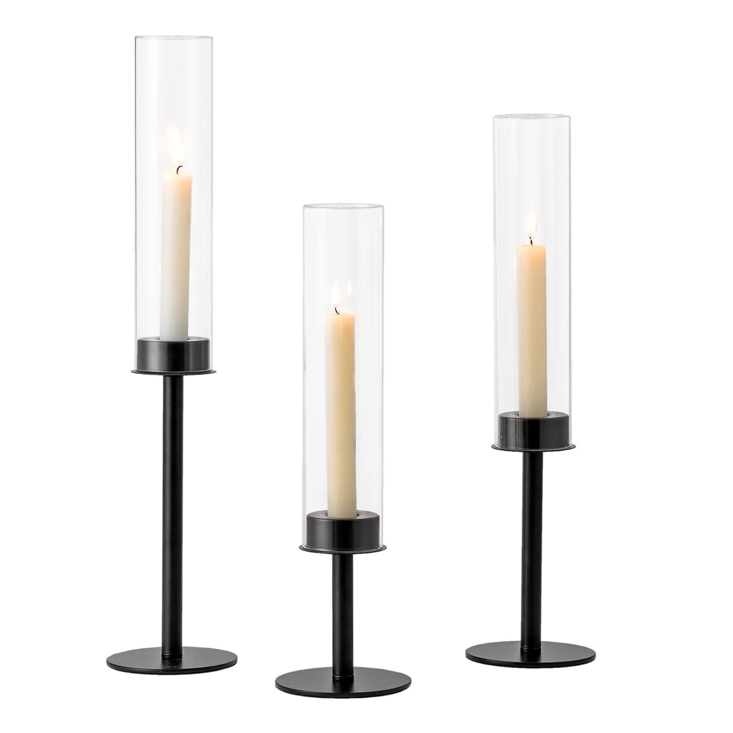NIERBO Candlestick Holders Hurricane Candle Holder, 3pcs Candle Stick Candle Holder Candelabra | Wayfair