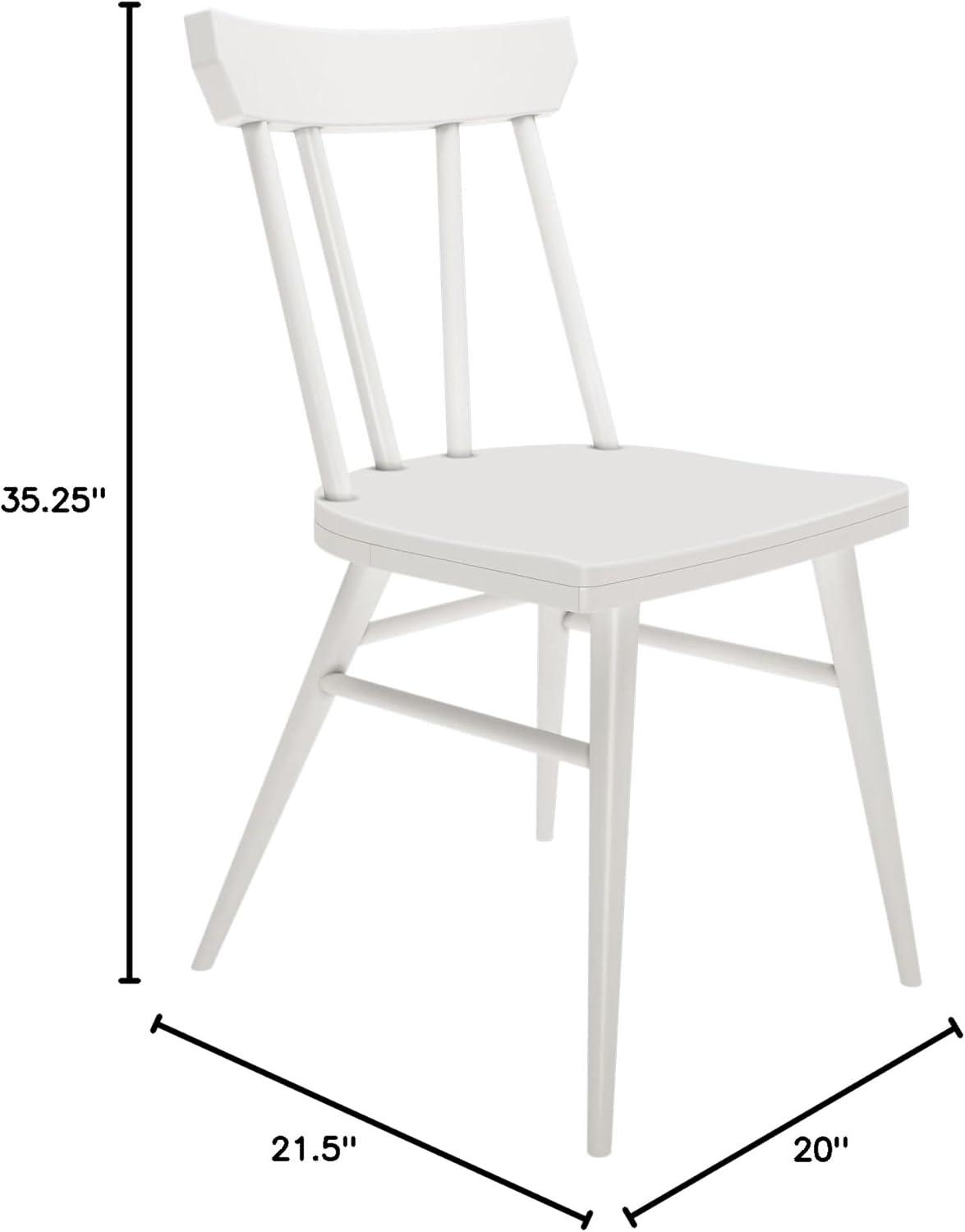 Plank+Beam Windsor Dining Chair Set of 2, Solid Wood Chairs for Kitchen, Office, Living Room, White