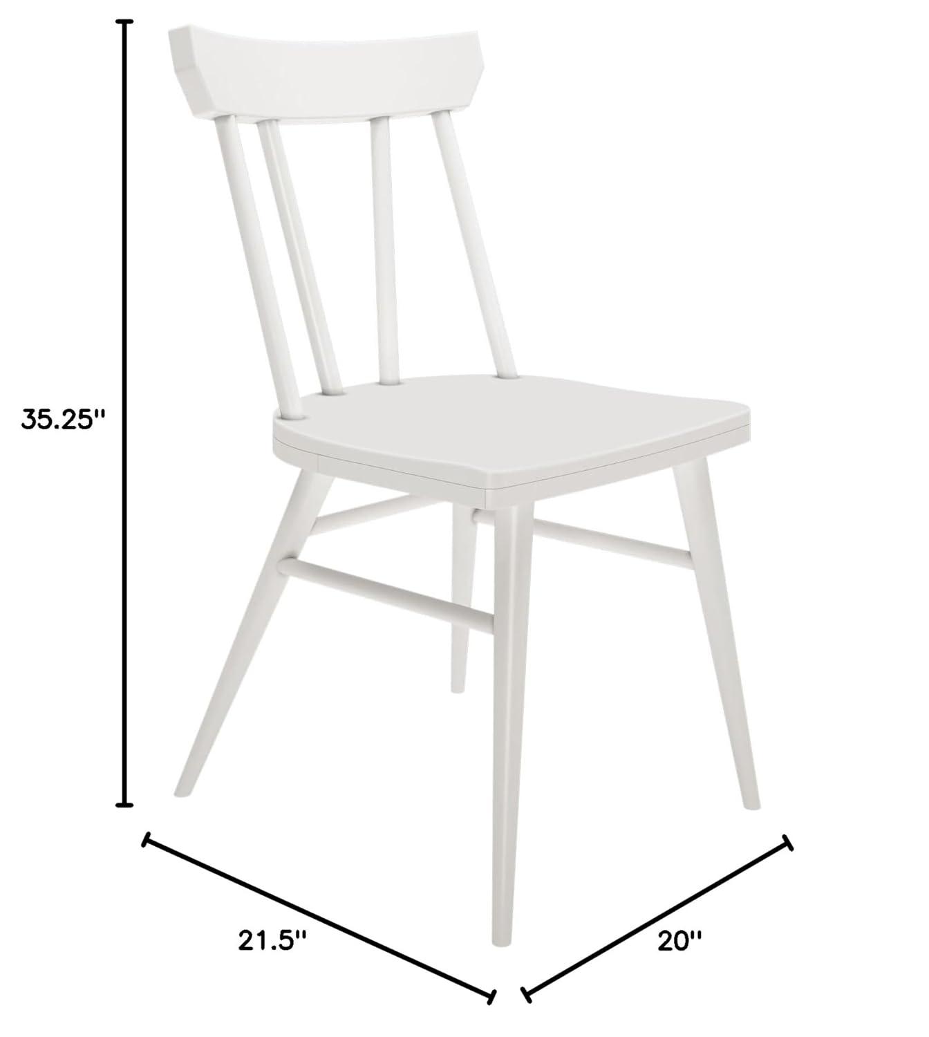 Plank+Beam Windsor Dining Chair Set of 2, Solid Wood Chairs for Kitchen, Office, Living Room, White