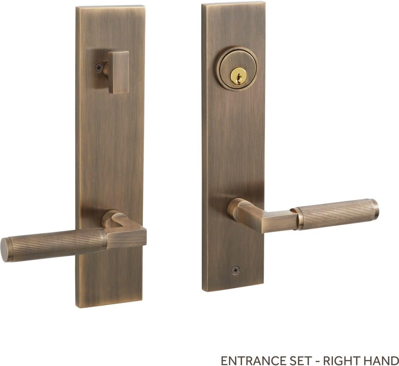 Signature Hardware 455566 Satcher Solid Brass Keyed Entry Door Knob Set with 2-3/8" Backset - Antique Brass