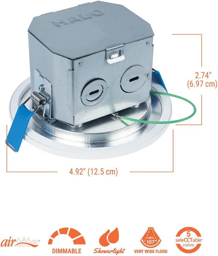 HALO CJB 4 inch 5CCT Canless Recessed Integrated LED Downlight with Attached JBOX 12 Pack