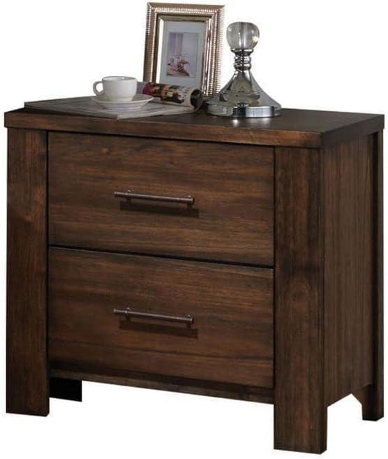 Merrilee Antique Brass 2-Drawer Oak Nightstand