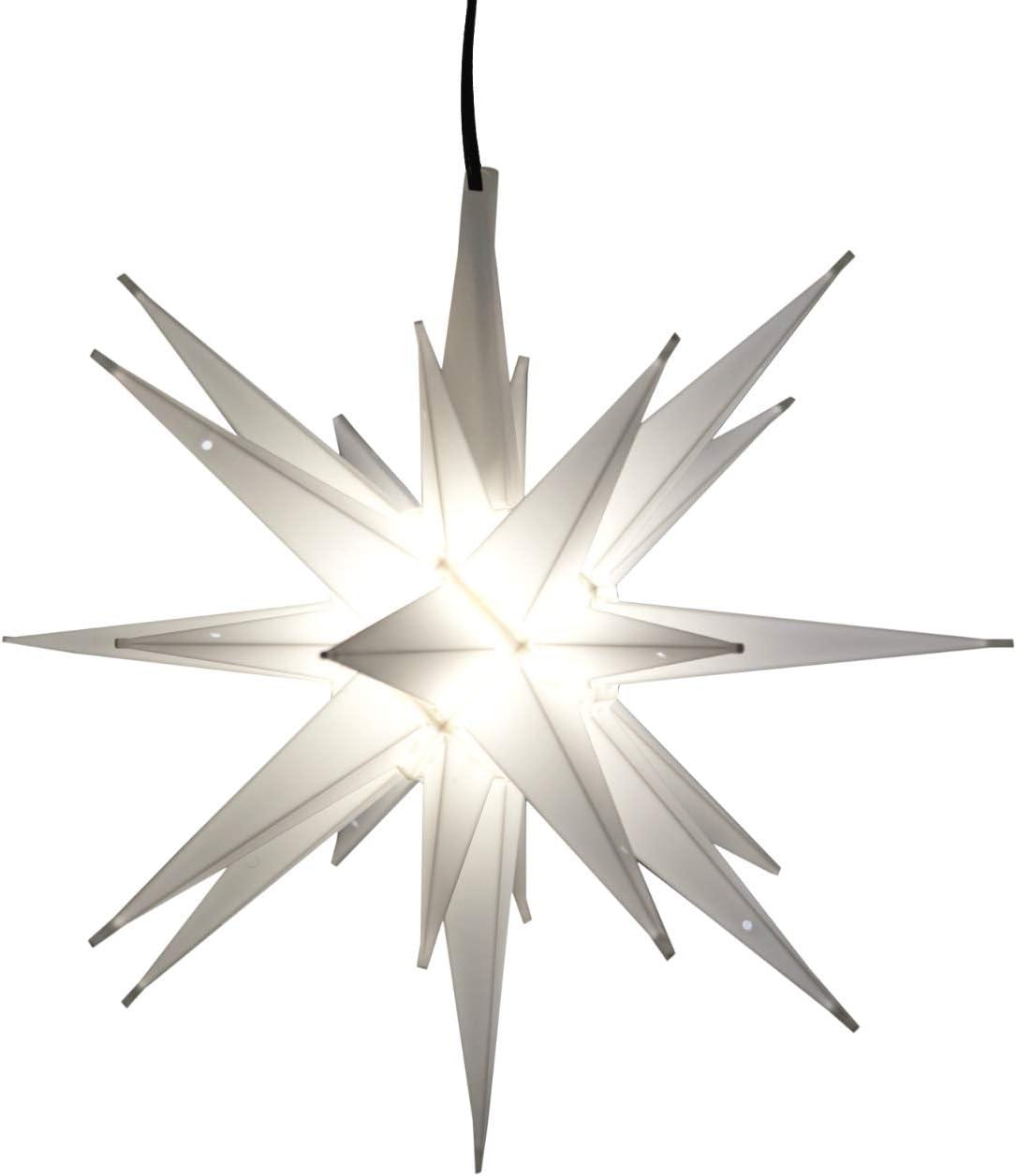 12-Inch White LED Plastic Moravian Star Tree Topper