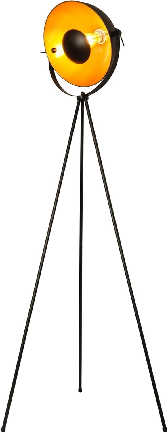 Modern Industrial Vintage Tripod Floor Table Lamp - Metal Wooden Nautical Cinema Standing Searchlight - Reading Light for Living Room Movie Theatre Decoration Adjustable Height (excluding Bulb)