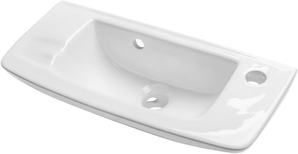 The Renovators Supply Inc. 9.13'' White Porcelain Rectangular Bathroom Sink with Overflow