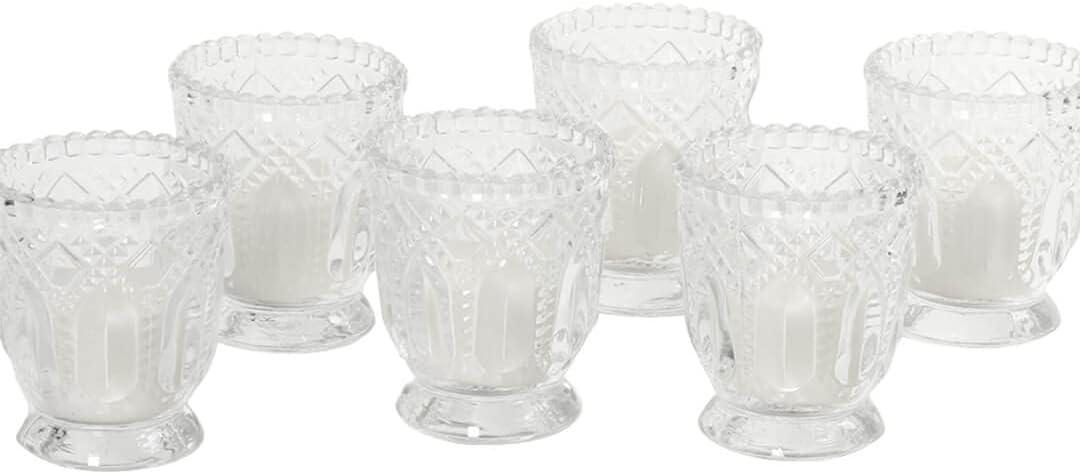 DIY Wedding Koyal Wholesale Vintage Glass Candle Holder (Pack of 6), 3 x 2.75