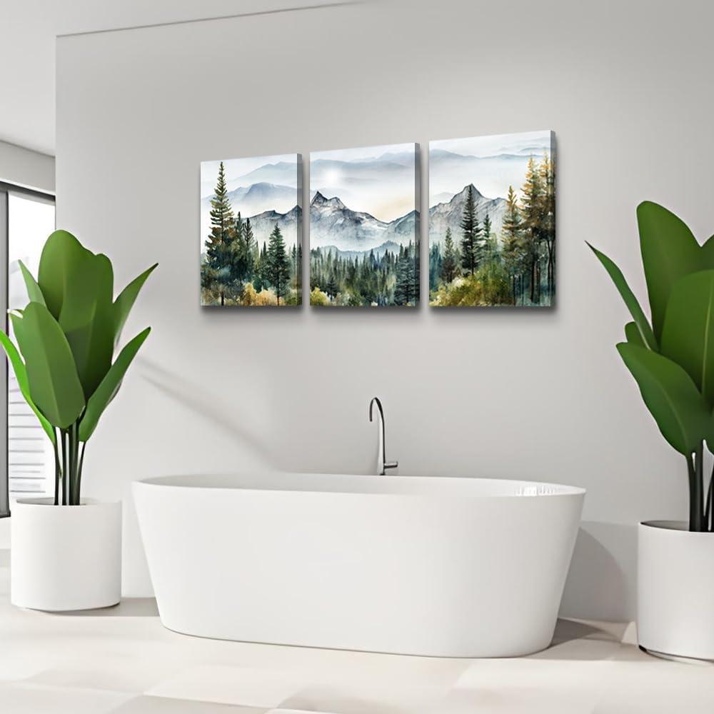 Abstract Mountain Forest Landscape Framed Canvas Art Set