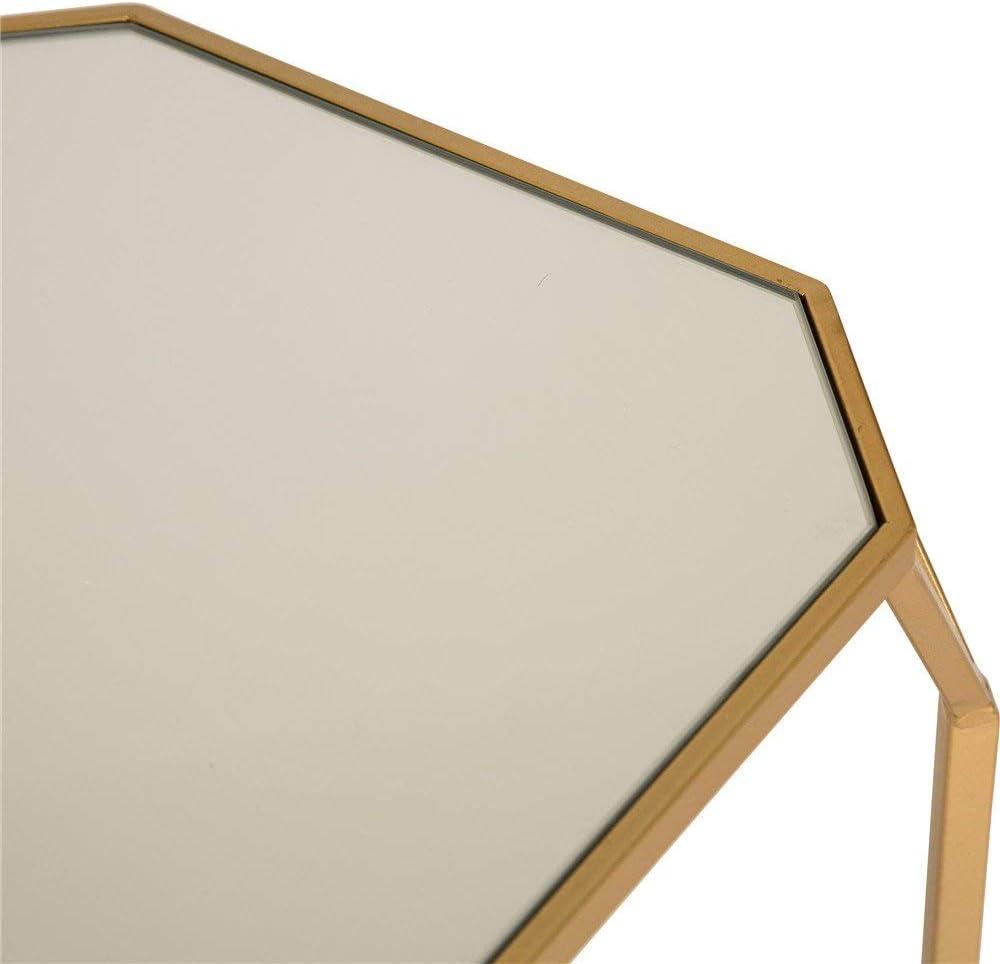 Glitzhome Set of 2 Glam Glass Modern Side Table Sofa Table Octagon-Gold Octagon