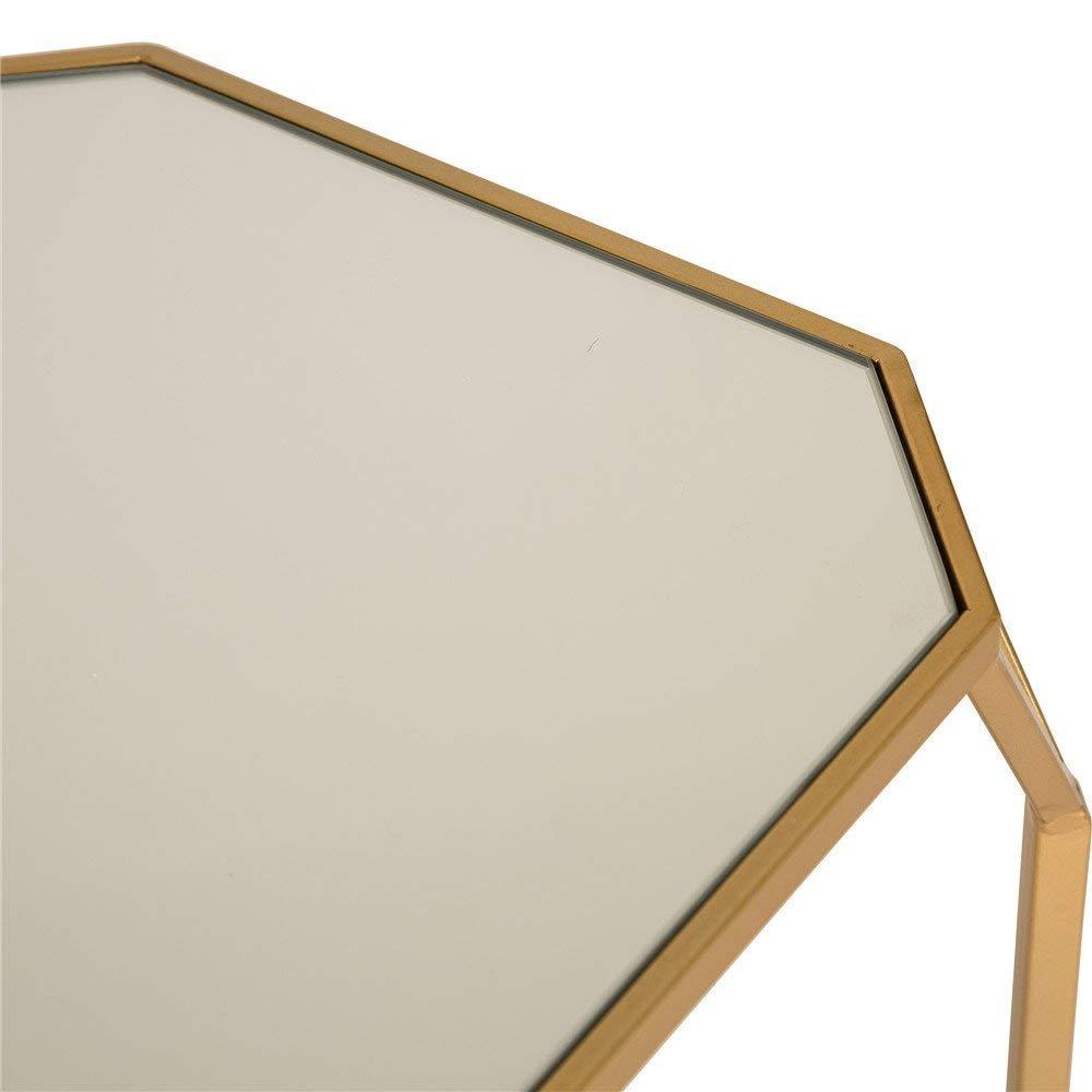 Glitzhome Set of 2 Glam Glass Modern Side Table Sofa Table Octagon-Gold Octagon