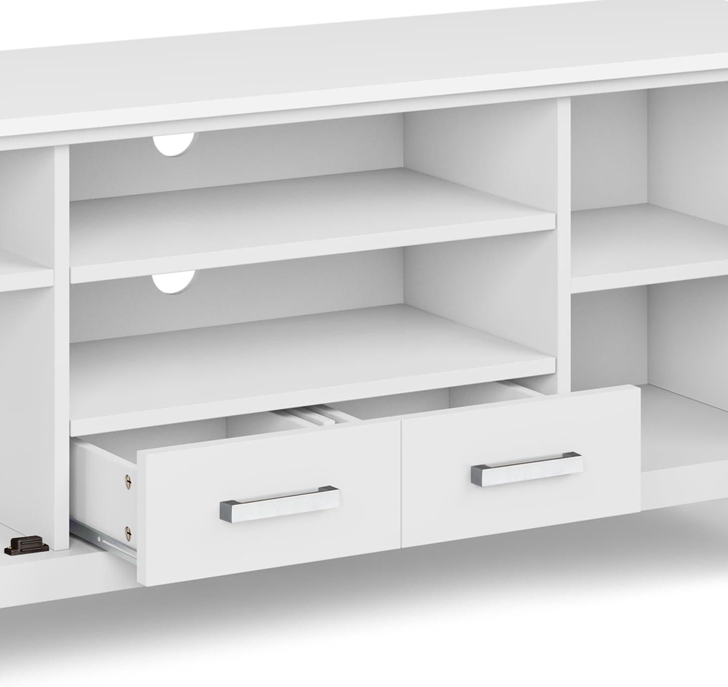 Kitchener SOLID WOOD 60 inch Wide Contemporary TV Media Stand in White