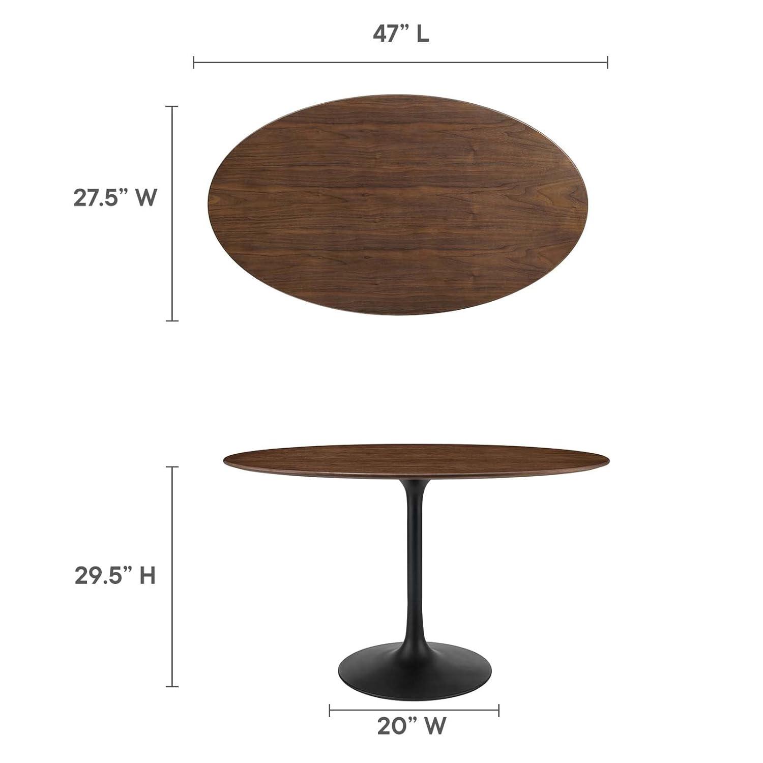 Modway Lippa 48" Oval Wood Grain Dining Table in Black Walnut