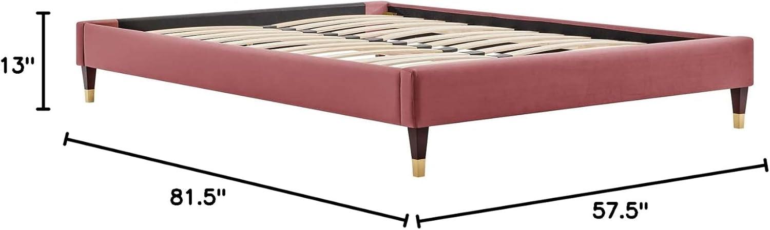 Modway Harlow Full Performance Velvet Platform Bed Frame in Dusty Rose