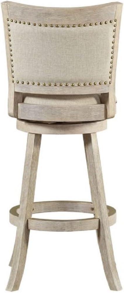 29" Melrose Swivel Barstool Ivory Wire Brush - Boraam: Rubberwood Frame, Linen Upholstery, Brass Nailheads