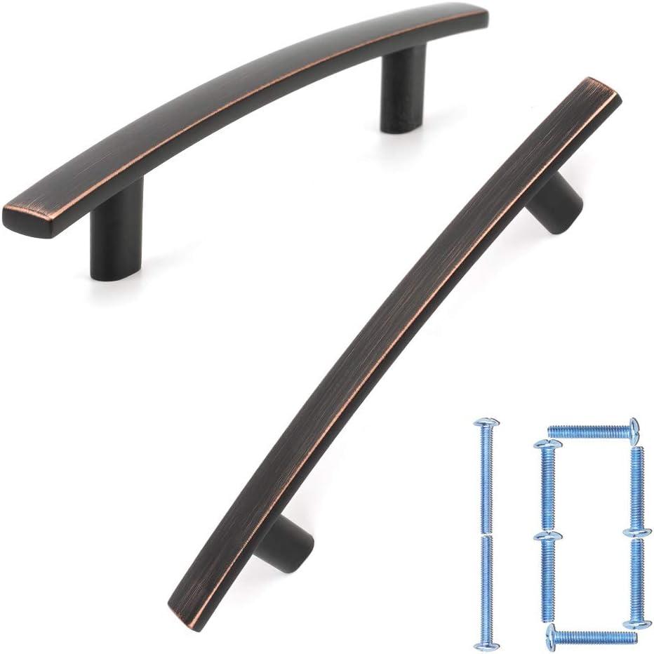 Oil Rubbed Bronze Curved Bar Cabinet Pulls with Mounting Hardware