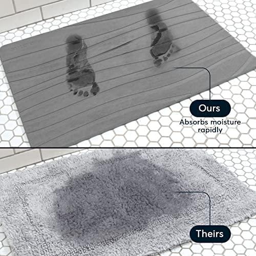 Slate Gray Diatomaceous Earth Non-Slip Bath Mat