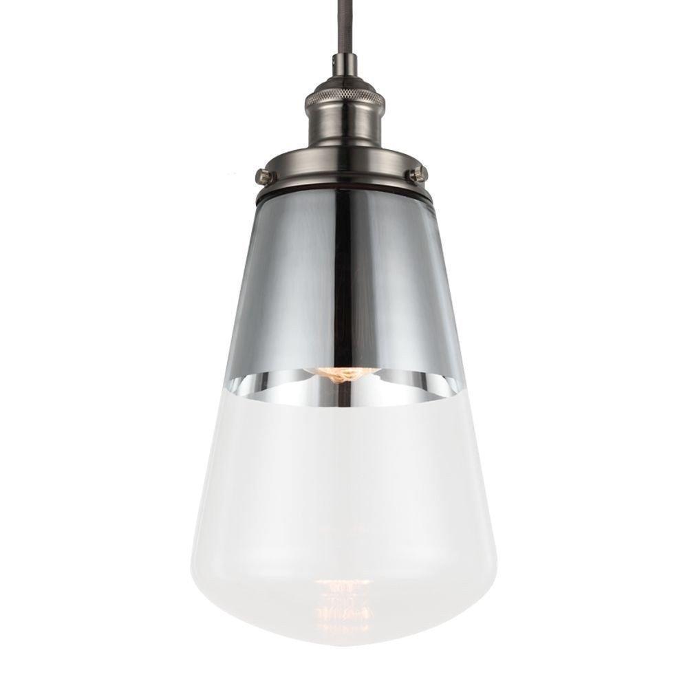 Sleek Modern Waveform Mini-Pendant in Polished Nickel