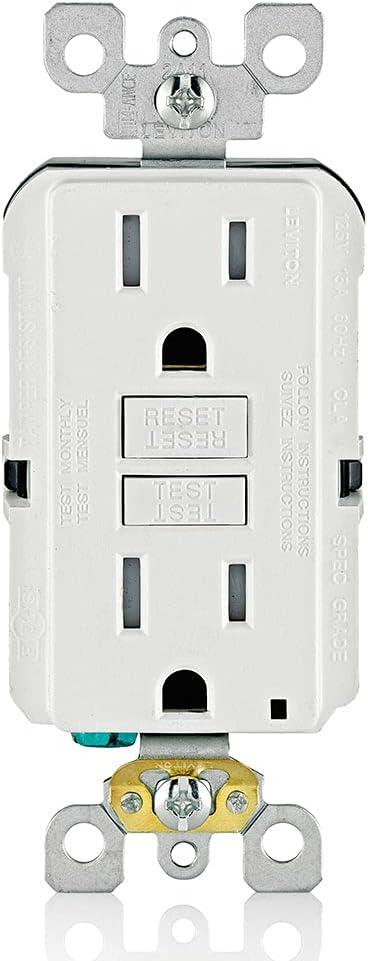 White Tamper-Resistant GFCI Outlet with Wall Plate and LED Indicator