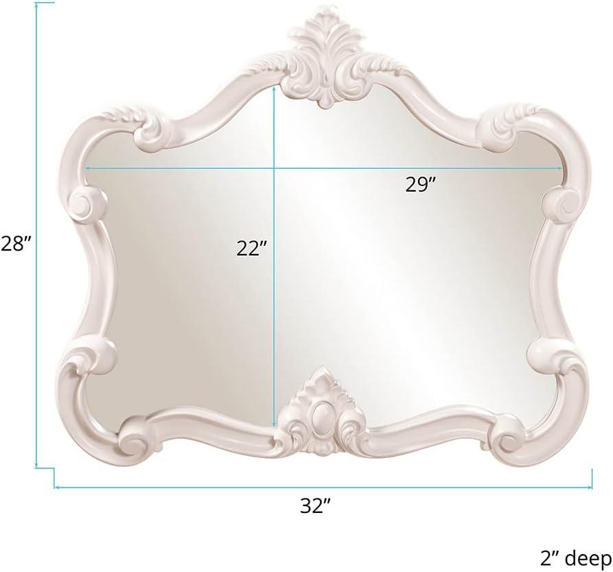 Veruca Glossy White Ornate Kids Wall Mirror 28" x 32"