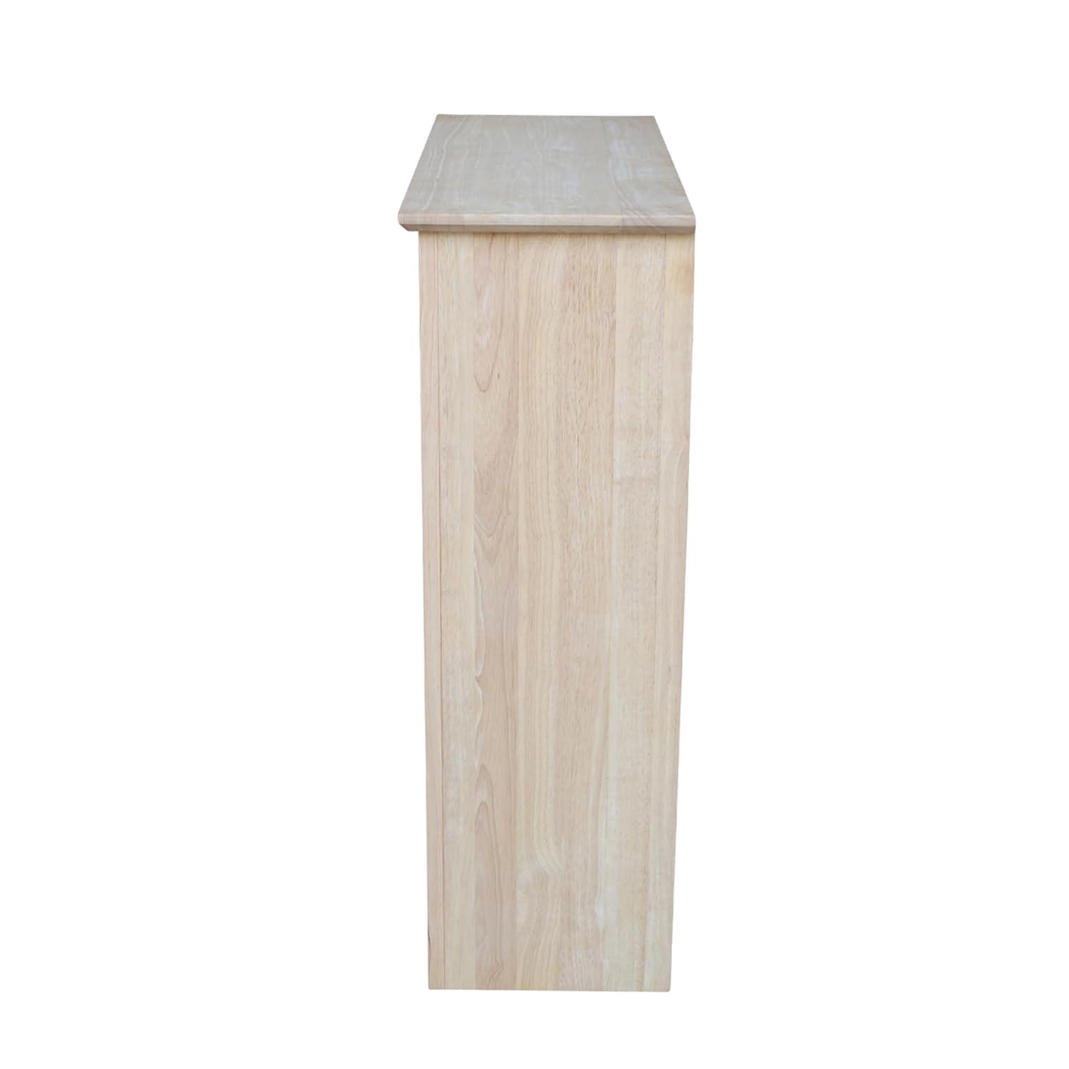 International Concepts 36" Shaker Bookshelf Unfinished: Mid-Century Modern Style, 3-Tier Storage, Hardwood Construction