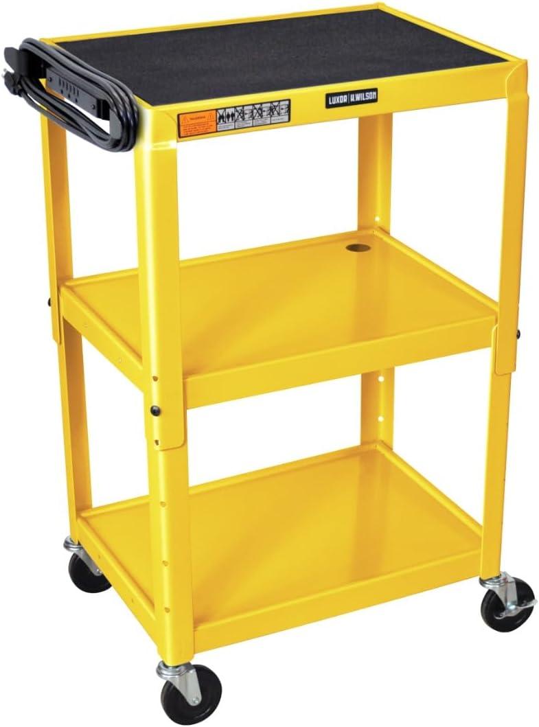 Luxor 18" x 24" Adjustable Height Metal Utility Cart - Yellow