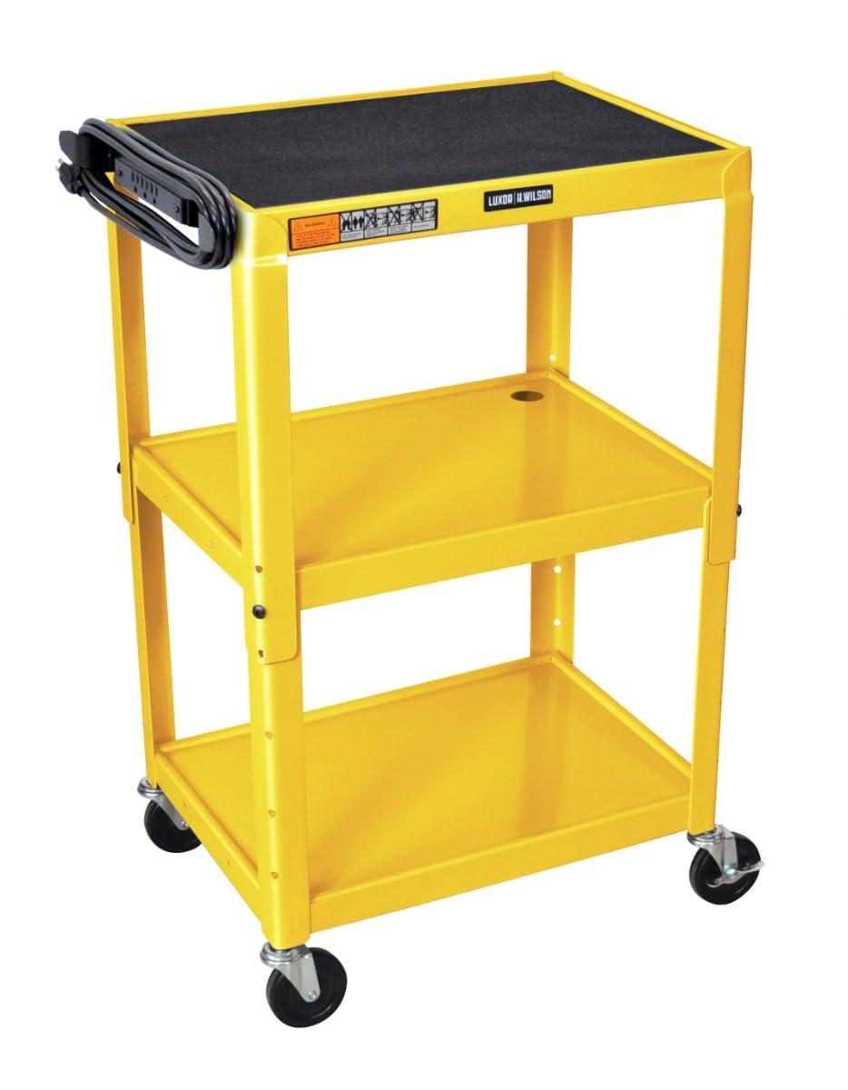 Luxor 18" x 24" Adjustable Height Metal Utility Cart - Yellow