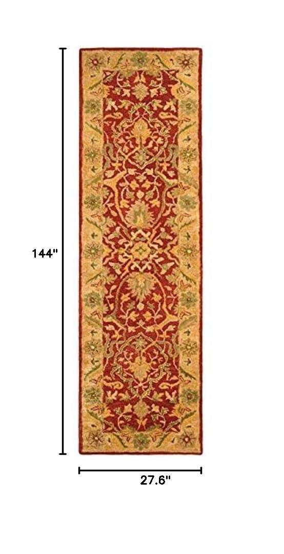 SAFAVIEH Antiquity Toireasa Traditional Floral Wool Runner Rug, Rust, 2'3" x 12'