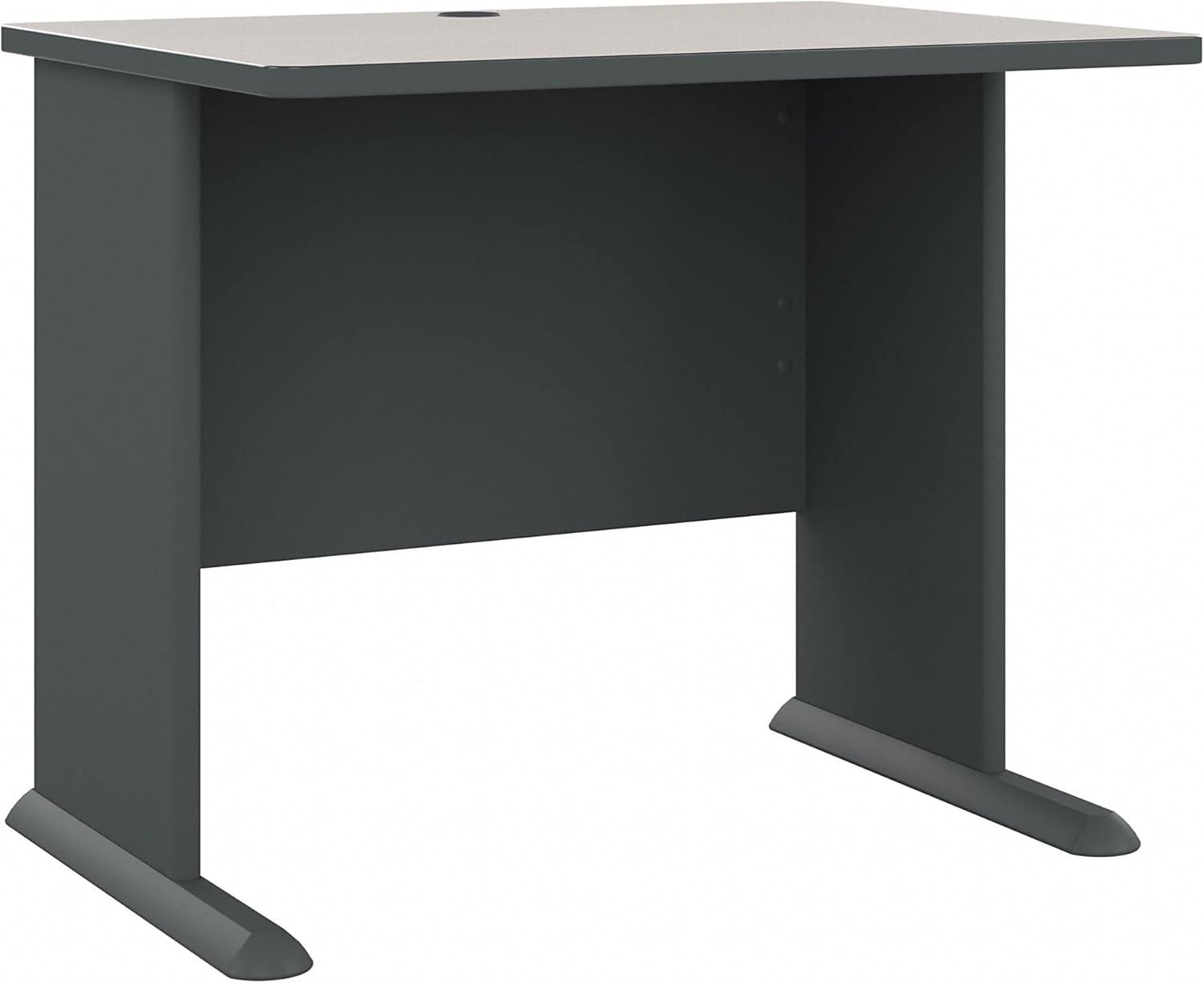 Slate and White Compact Office Desk with Drawer and Filing Cabinet