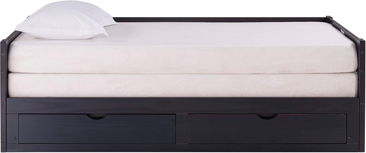 Alaterre Jasper Twin to King Extending Day Bed with Storage Drawers, Espresso