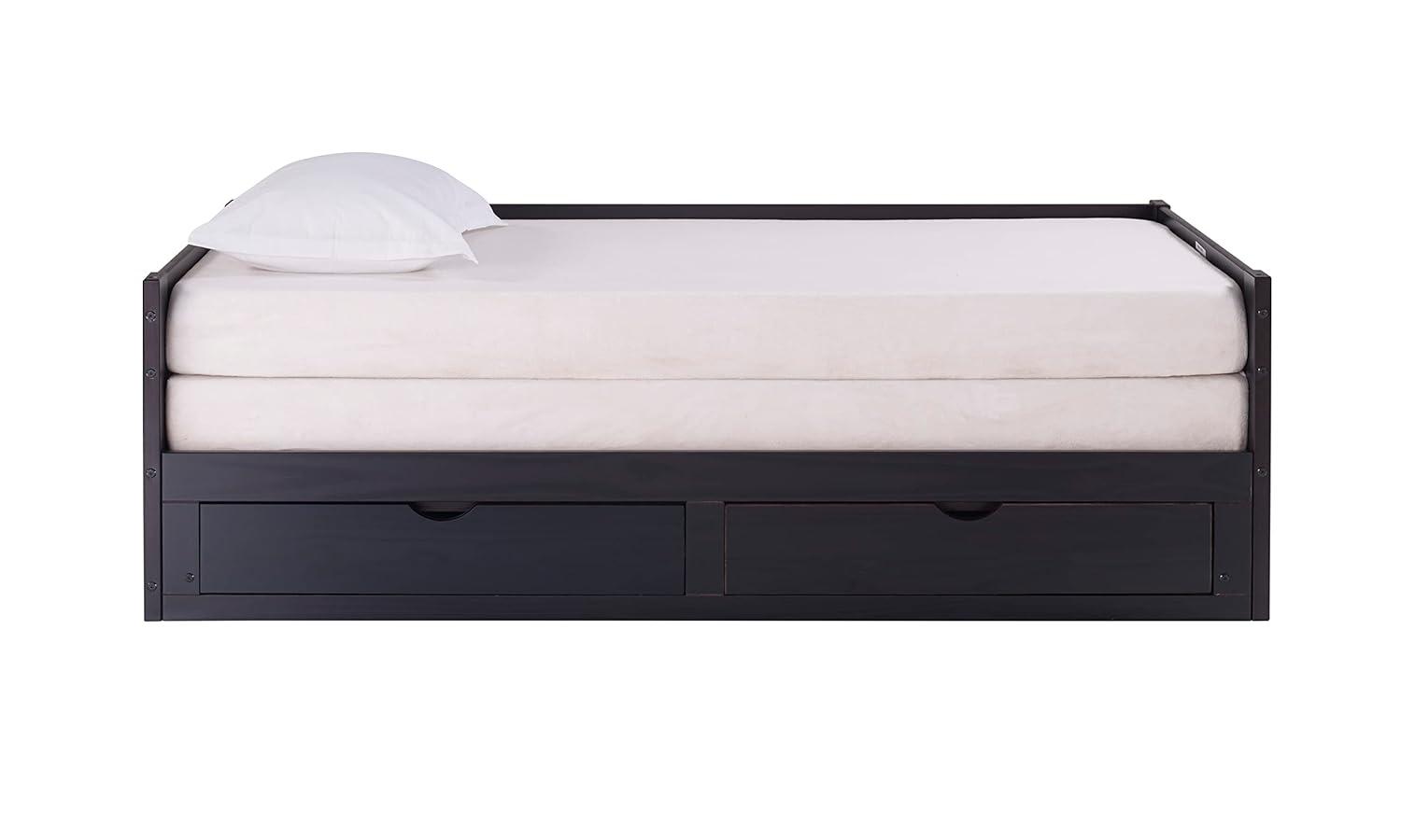 Alaterre Furniture Jasper Twin to King Extending Day Bed with Storage Drawers, Espresso