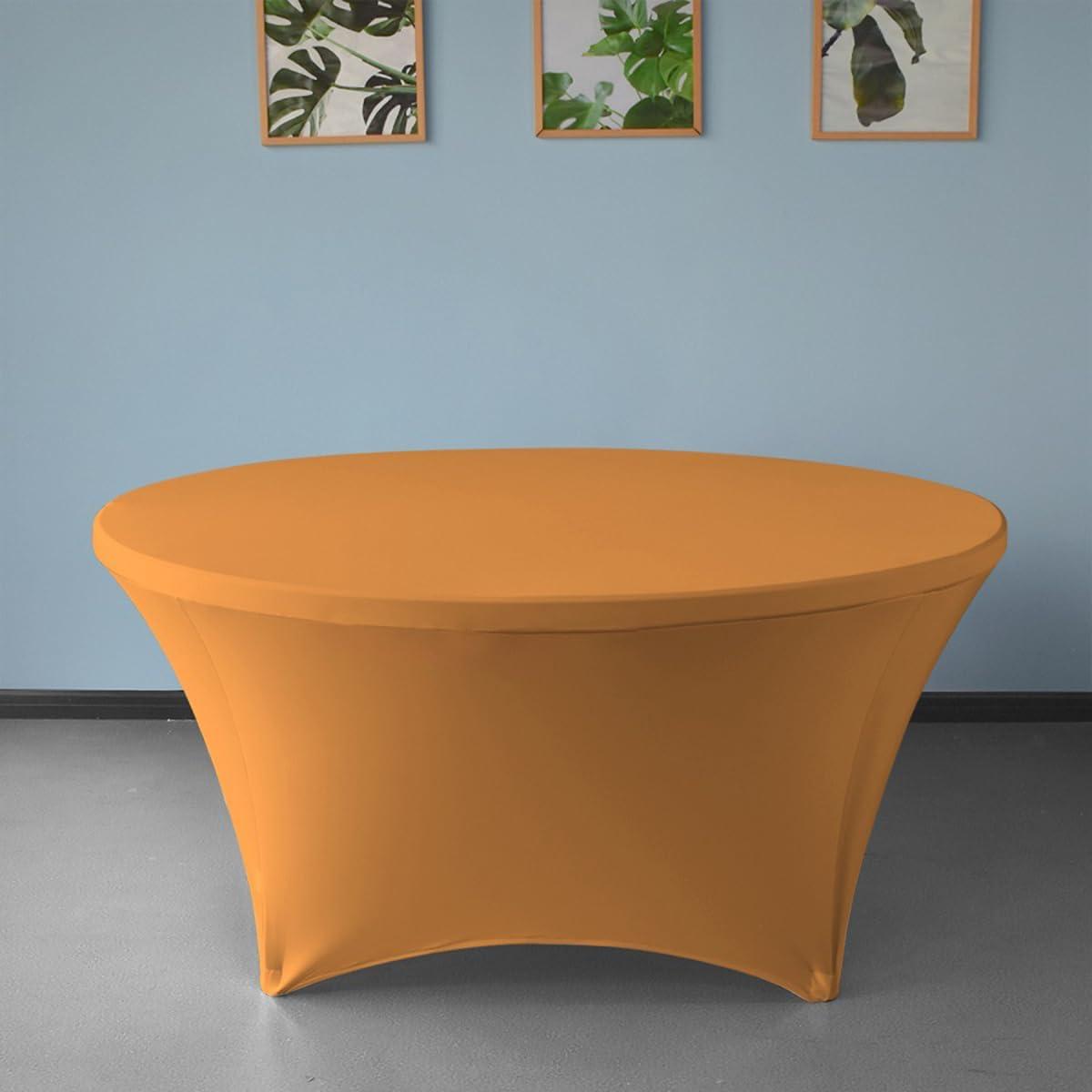 Gowinex Burgundy 5 ft. 60 inch Round Spandex Tablecloth Fitted Table Cover