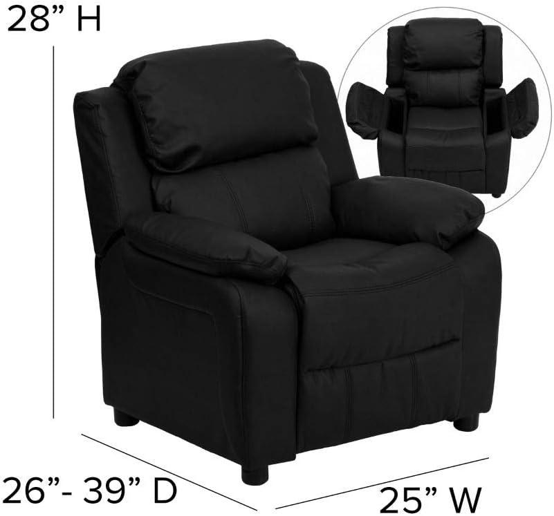 Cozy Kid's Black Microfiber Recliner with Cup Holder and Storage