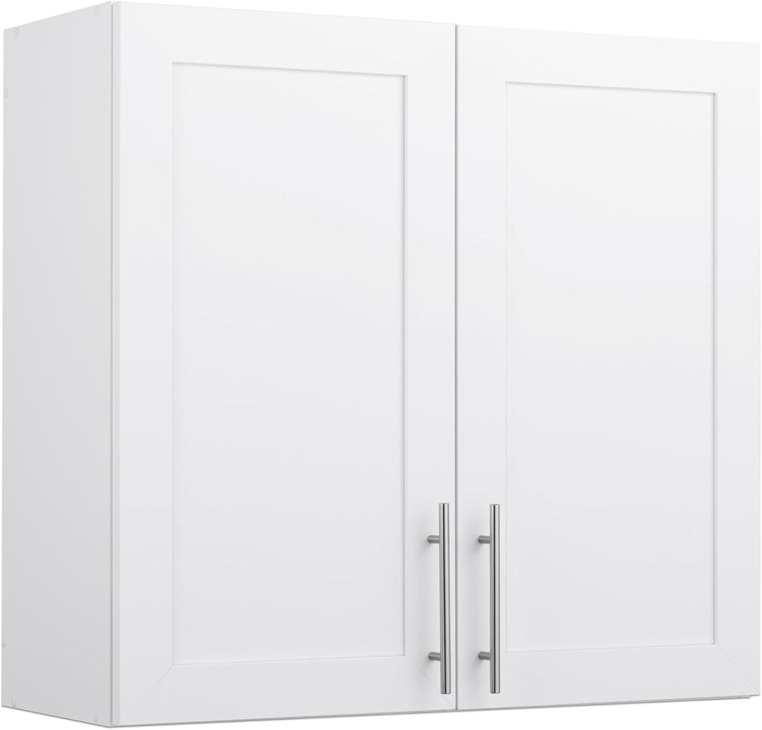 Prepac Elite 32" H Wall Cabinet with Panel Doors, White Storage Cabinet, Bathroom Cabinet, Pantry Cabinet with with 1 Adjustable Shelf 12.75" D x 32" W x 30" H, WSUR-1003-1