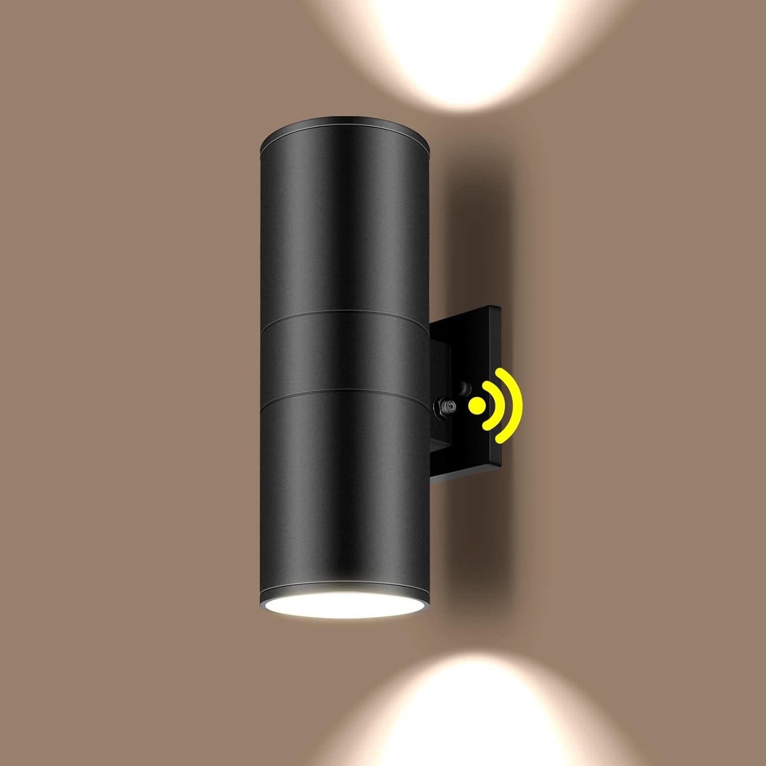 Black Aluminum Cylinder Outdoor Wall Sconce with LED Light