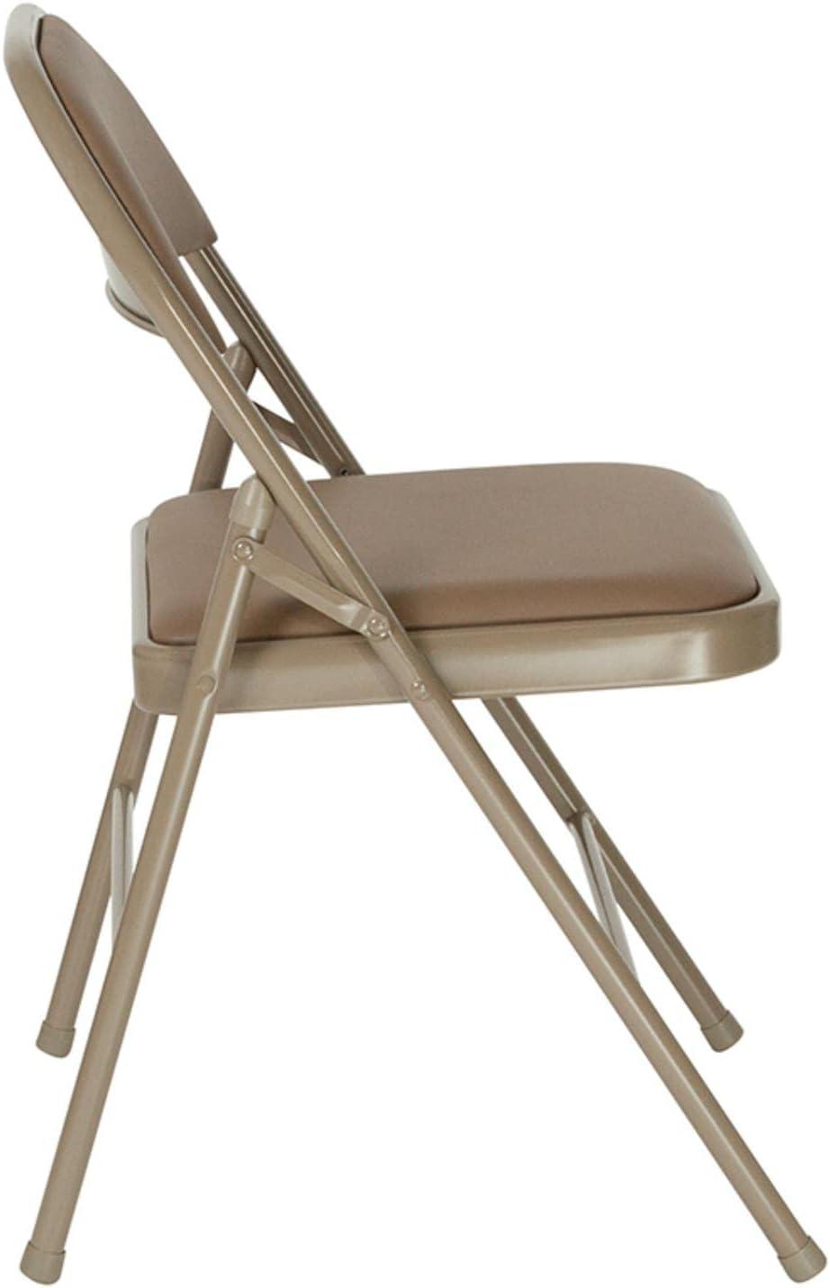 Beige Vinyl Armless Metal Reception Folding Chair Set