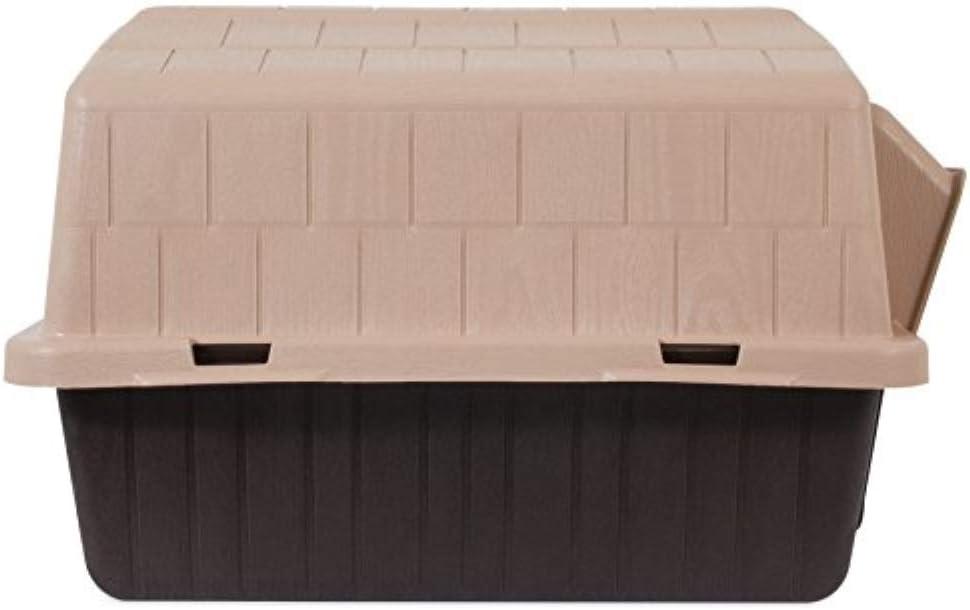 Petmate Aspen Pet Petbarn 3 Plastic Outdoor Dog House, 32" Medium for Pets 25-50 lb, Tan