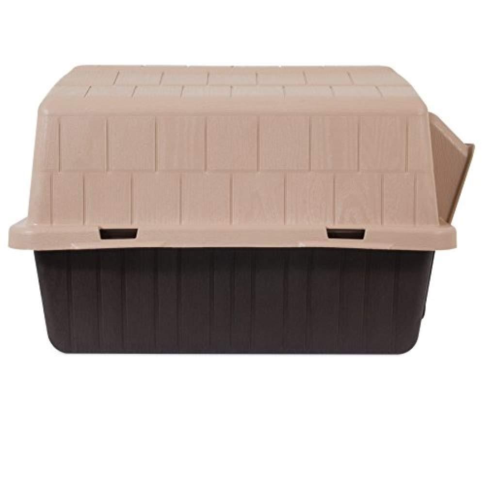 Petmate Aspen Pet Petbarn 3 Plastic Outdoor Dog House, 32" Medium for Pets 25-50 lb, Tan