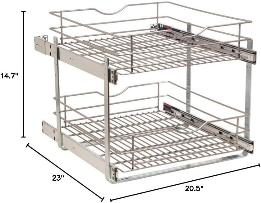 Frosted Nickel 2-Tier Pull-Out Cabinet Organizer