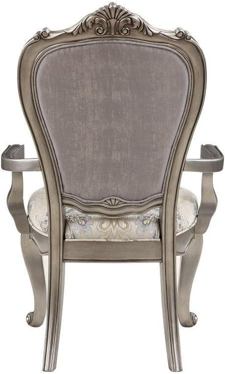 Antique Platinum Velvet Upholstered High Back Side Chair