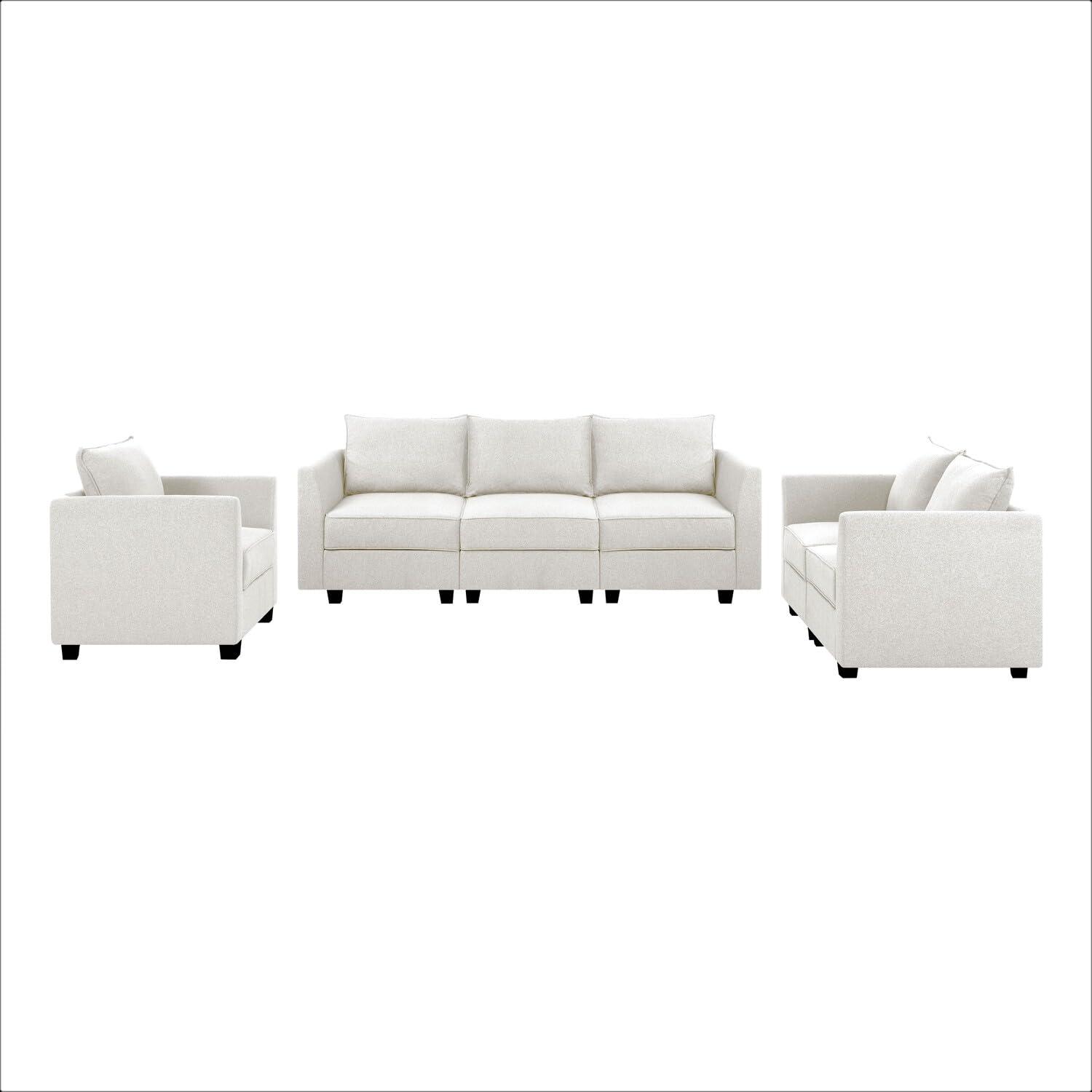 Naomi Home Elizabeth Modern DIY Collection-Fabric:Linen,Finish:White Down,Style:Sofa Set