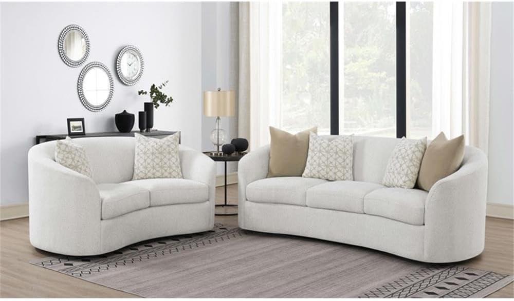 Coaster Rainn 2-piece Modern Fabric Upholstered Tight Back Living Room Set Latte