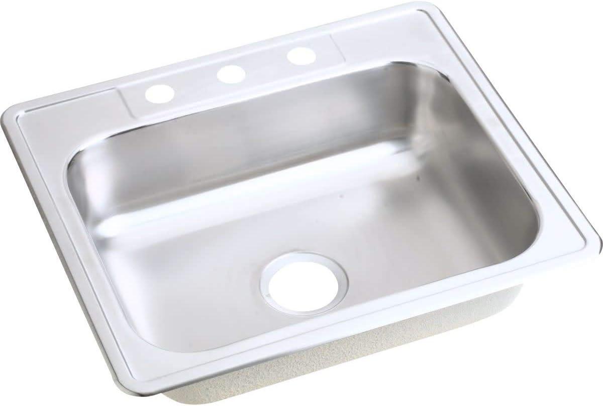 25" x 22" Stainless Steel Single Bowl Drop-In Kitchen Sink
