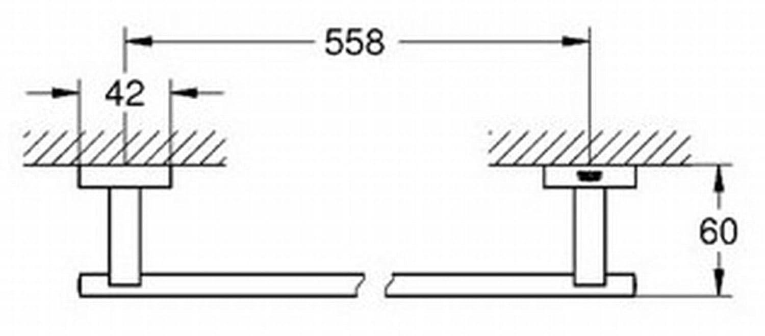 GROHE 40509001 Essentials Cube 23.622" Wall Mounted Cube Towel Bar