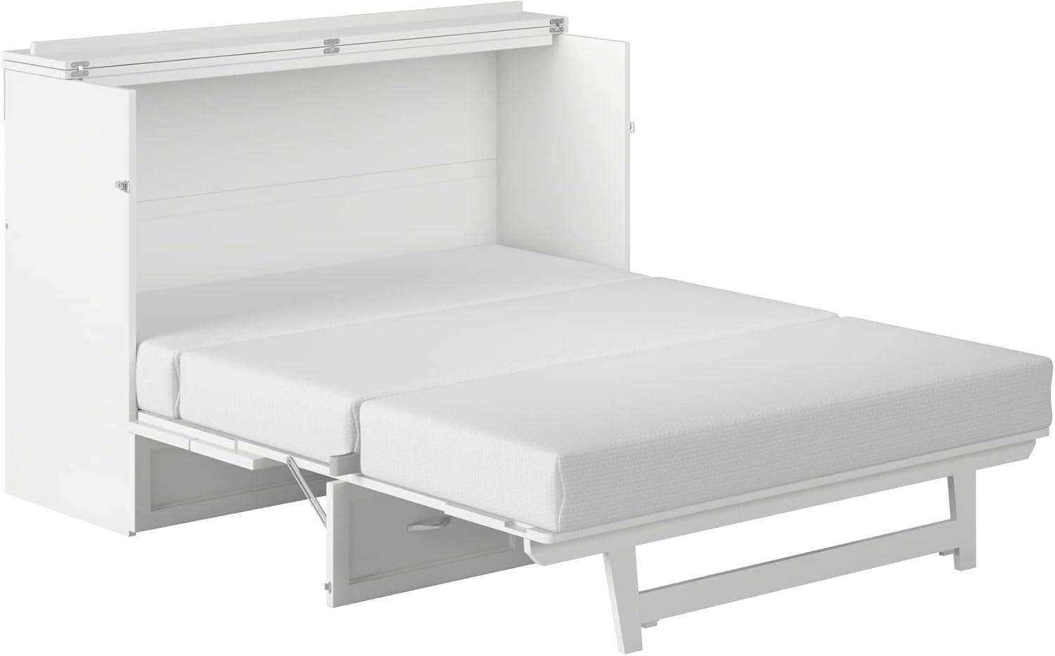 Northfield Queen Solid Wood Modern Murphy Bed Chest with Mattress in White