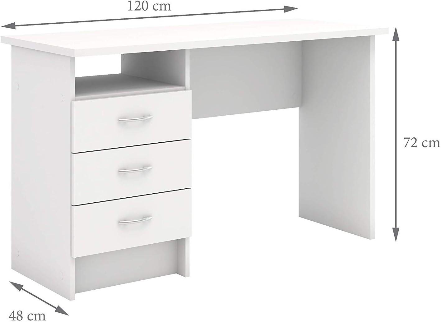 Tvilum Whitman 3 Drawer Office Desk with 1 Shelf for Adults, White