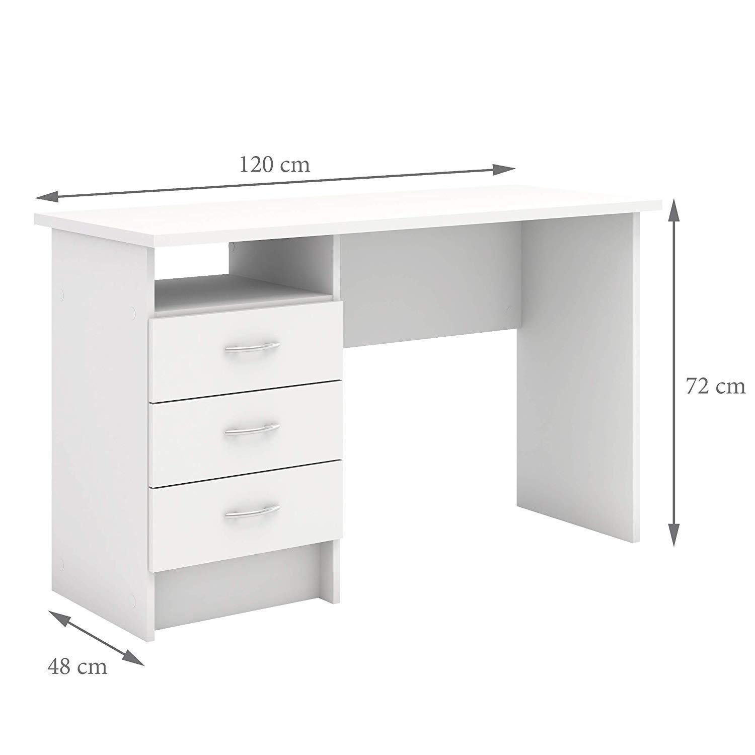 Tvilum Whitman 3 Drawer Office Desk with 1 Shelf for Adults, White